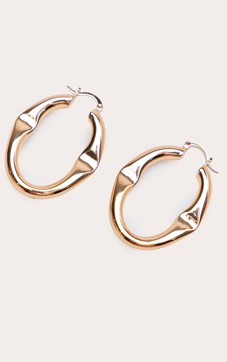 Doré Boucles D'oreilles Clous Ovales Martelées