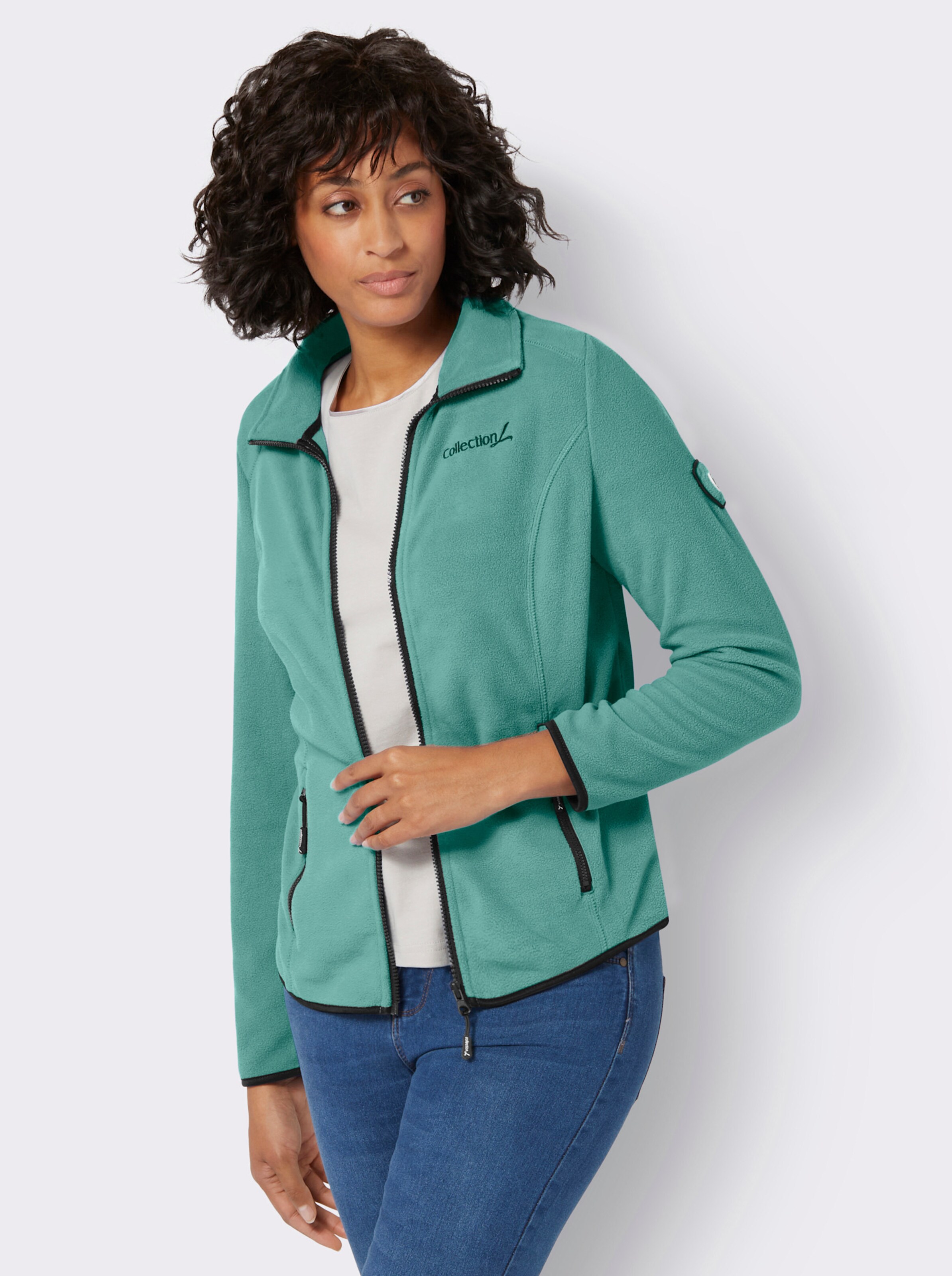 Fleecejacke mit Stickerei