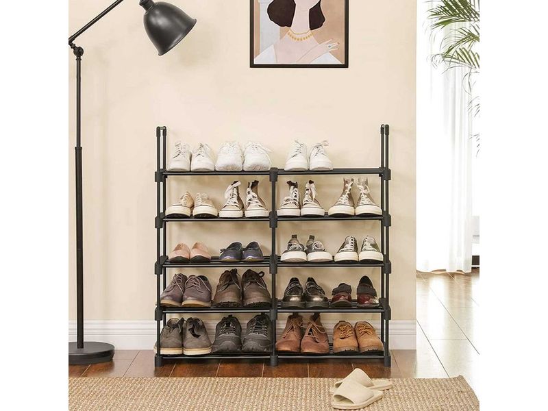 Songmics Schuhregal 30 cm x 174 cm, Schwarz Standregal
