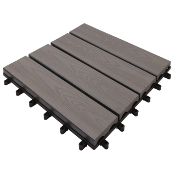 Tuin- en balkontegel HKC houtnerf grijs 30x30cm 6 stuks