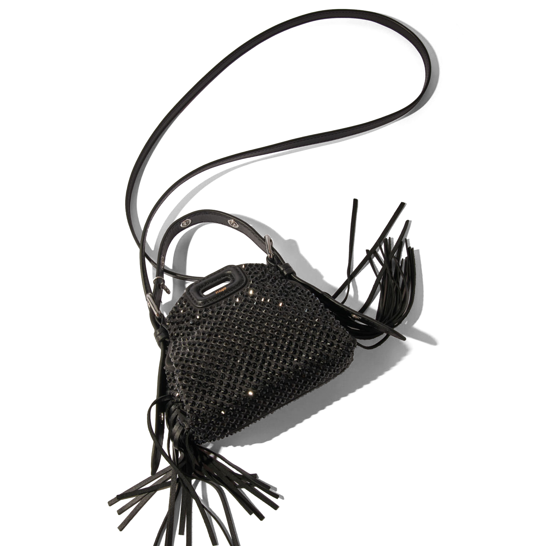 MISS M MINI - Sac bandoulière à franges et strass | Noir
