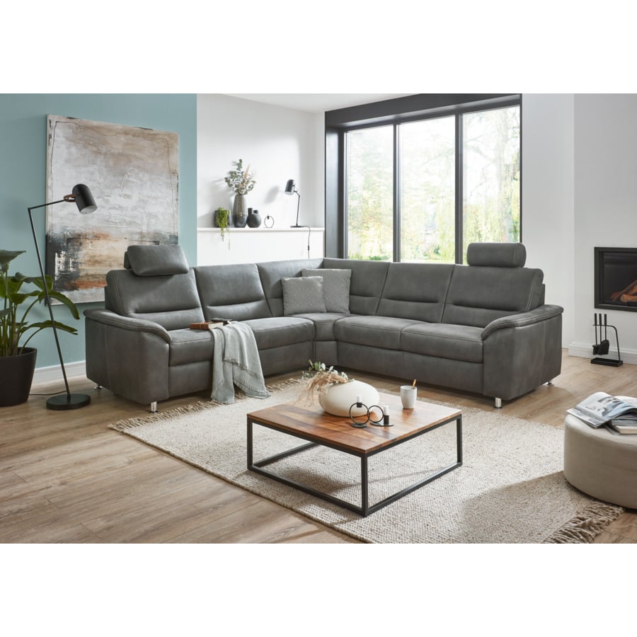 Ecksofa Orlando Stoff, Recamière rechts Stoff Twist 11 petrol