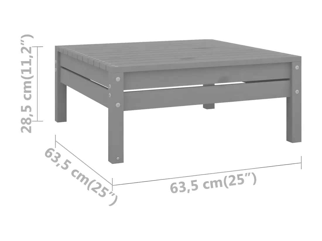 Repose-pied de jardin Gris Bois de pin solide