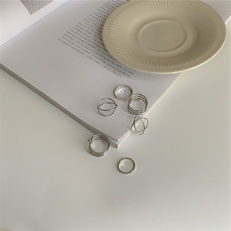 Rosesand - Set van 6: Legering ring (diverse ontwerpen)