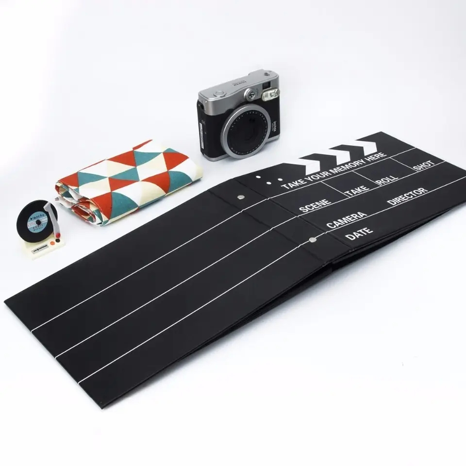 (265x190mm) Filmklappe Foto Album DIY Gästebuch Action Klappe Ringalbum - Schwarz