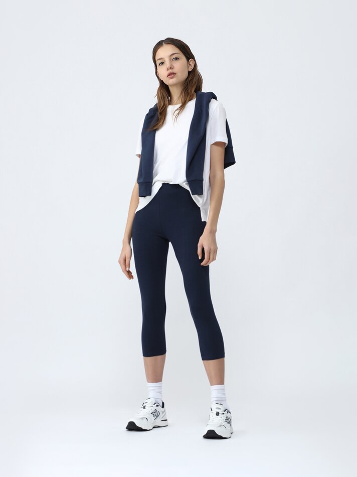 Conjunto com 2 Leggings Curtas - Azul Marinho