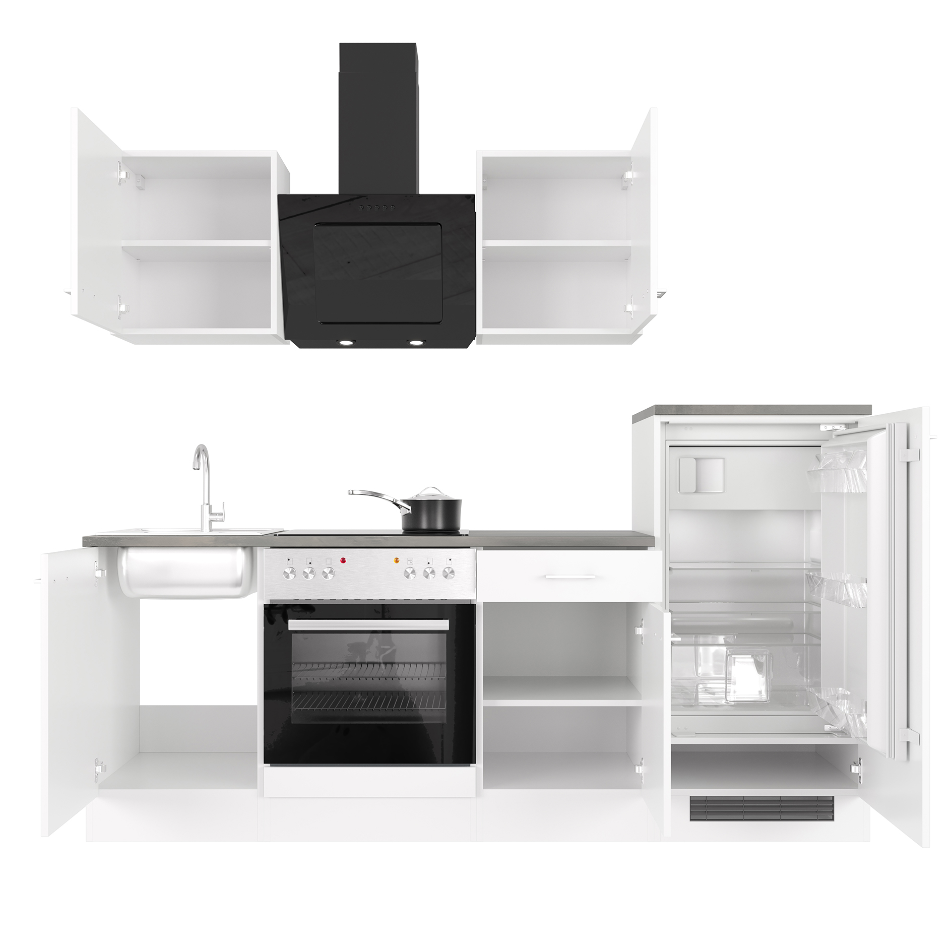 Küchenblock LUCCA - weiß - mit E-Geräten - 220 cm
