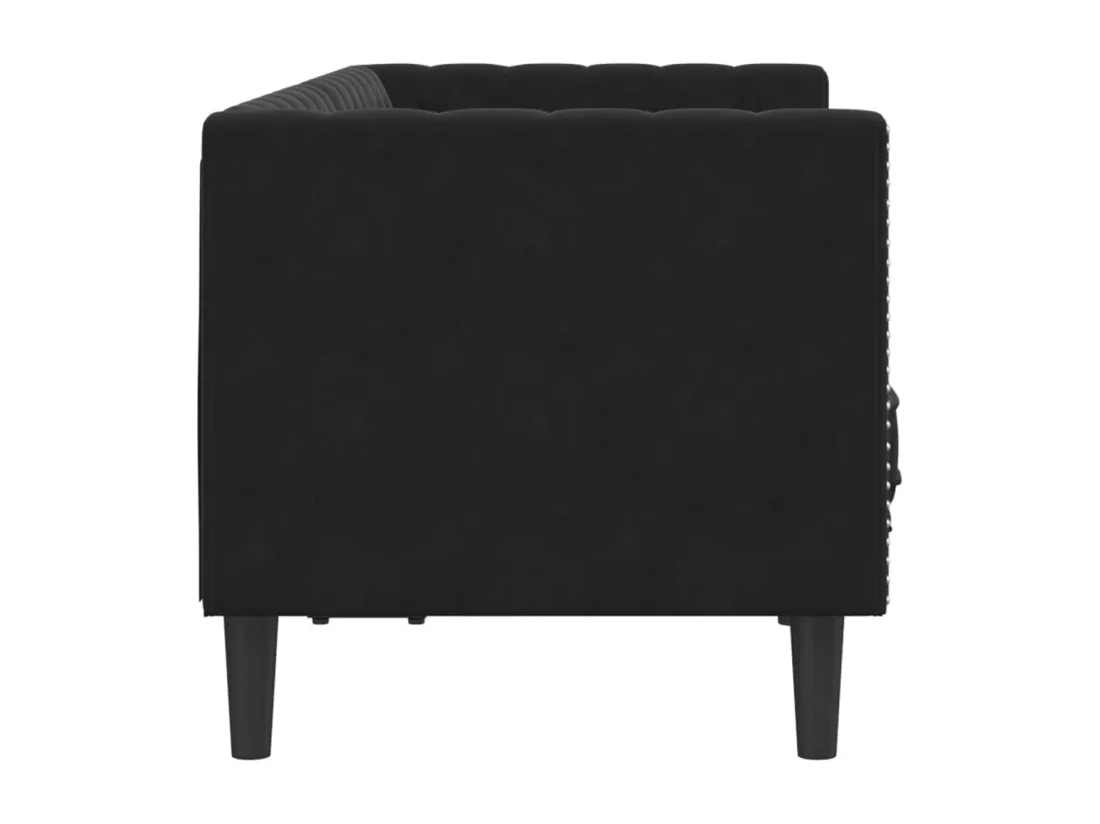 Canapé Chesterfield avec traversins 2 places noir velours