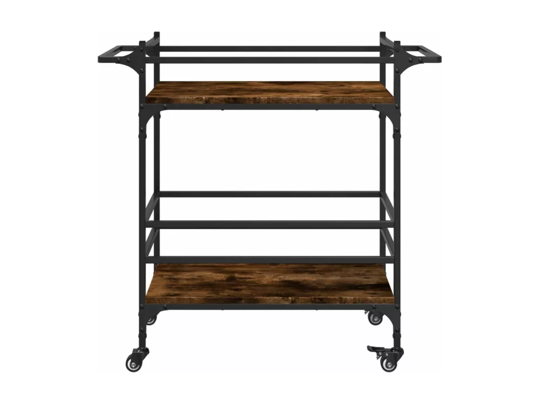 Chariot de cuisine chêne fumé 82x40x78,5 cm bois d'ingénierie