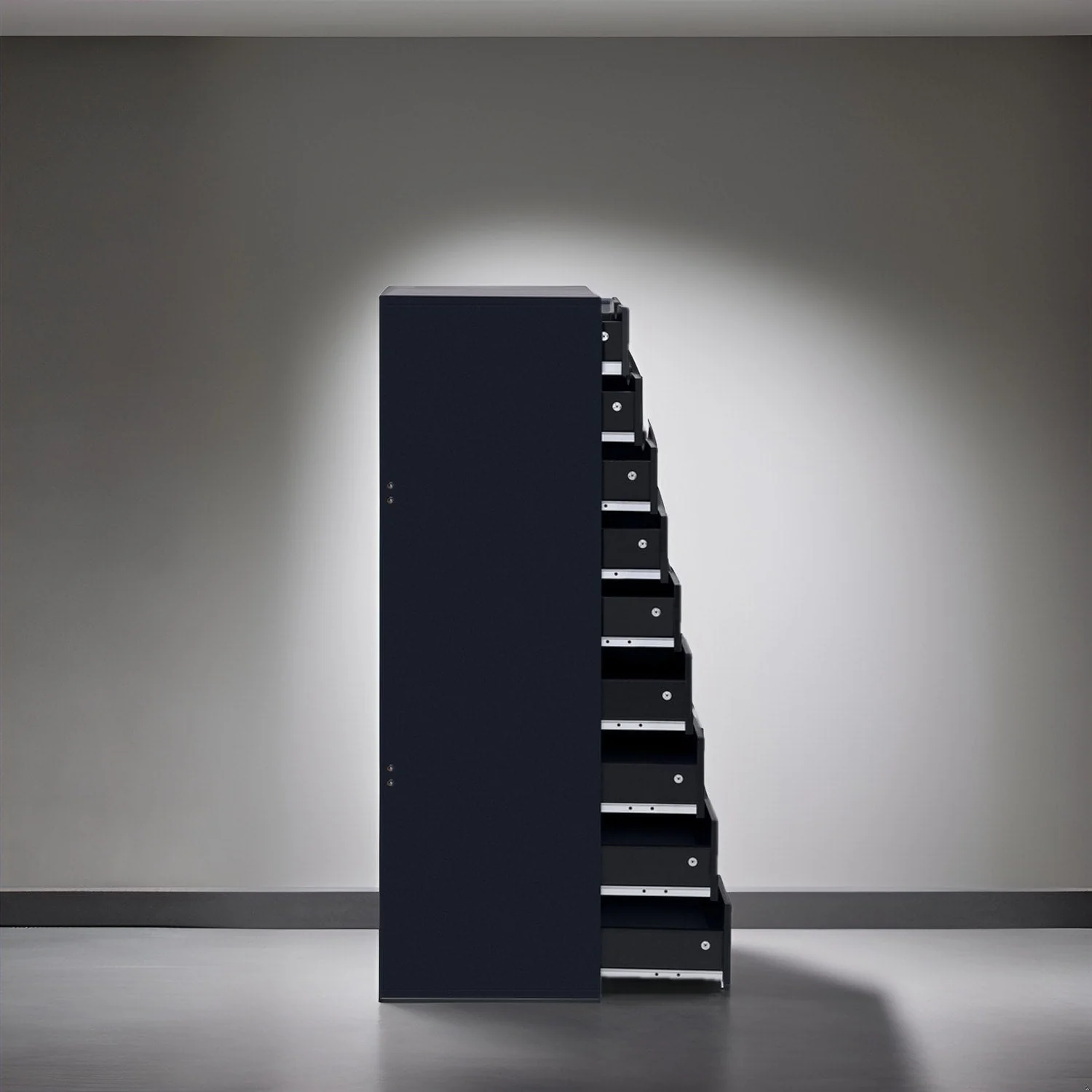 Narrow Wooden 9-Drawer Cabinet with Smooth-Glide Drawers and Top Storage Shelf