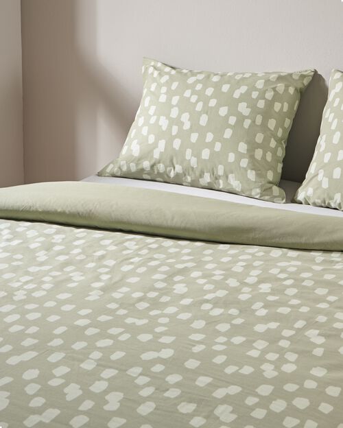 housse de couette en coton doux 200x200/220 pois vert