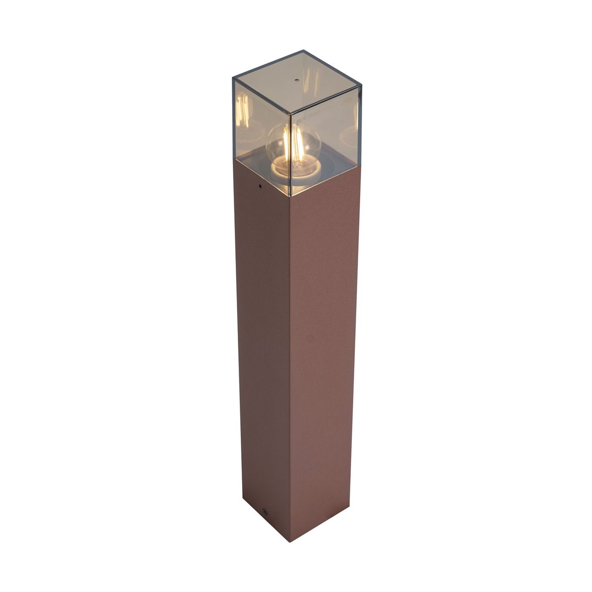 Industrieel buiten paaltje roestbruin met smoke glas 50cm met schemersensor - Denmark