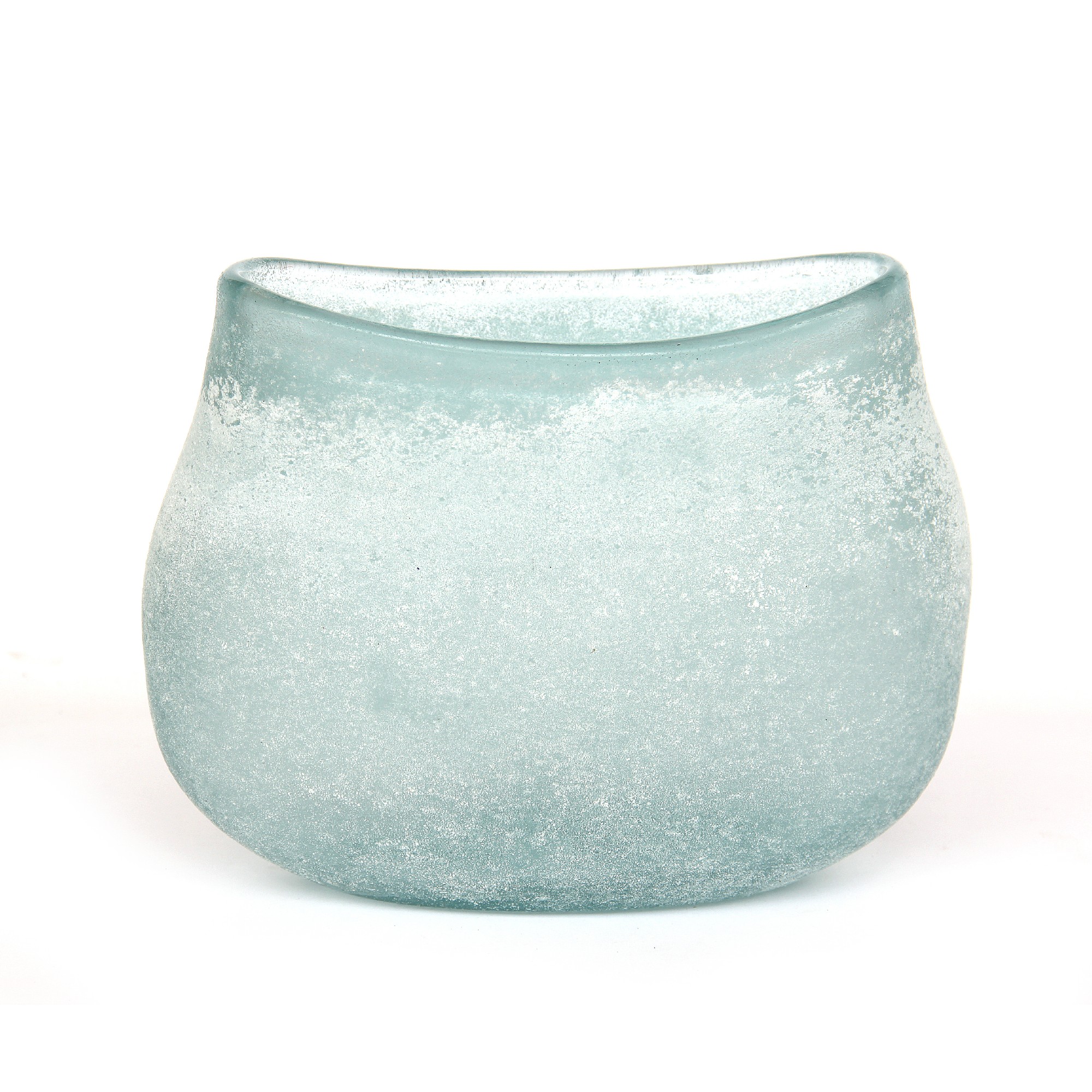 Glasvase 'Glacial', hellblau, T 12 cm, B 23 cm, H 19 cm von fischer's lagerhaus