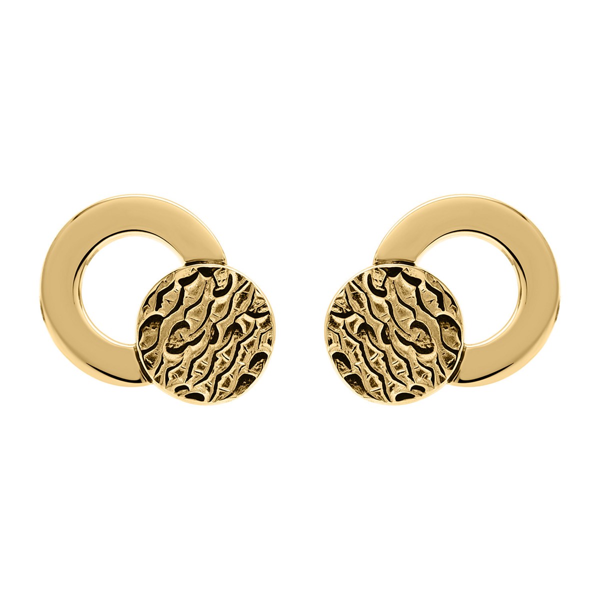 Puces d'oreilles Brillaxis cercles satinés or 9K