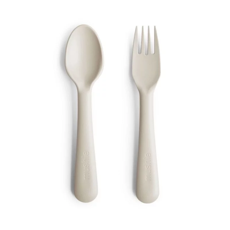 Mushie Mushie vork en lepel ivory
