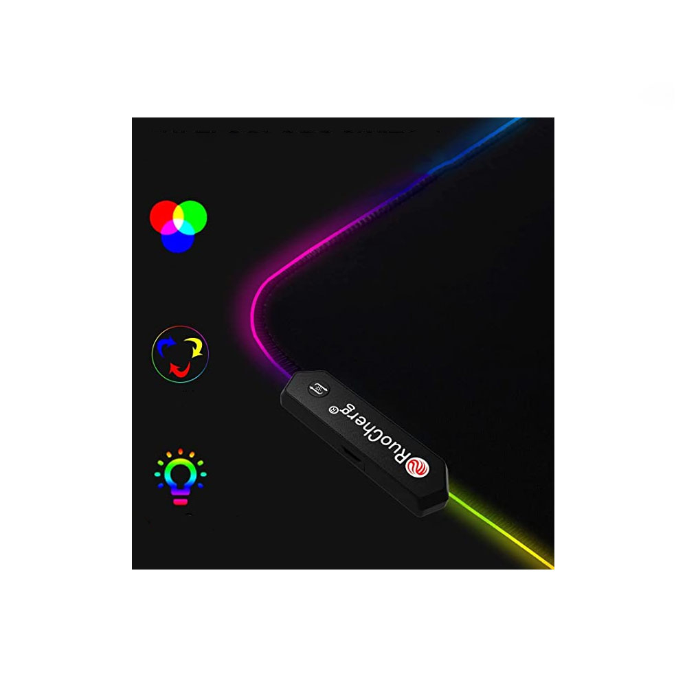 (90x40cm) Gaming Mauspad Mausmatte mit Rutschfester Unterseite   RGB-Beleuchtung - Schwarz