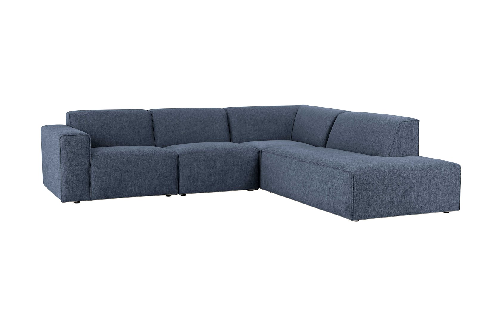Styl 2-seter med åpen ende høyre Tekstil Brego 16/2 Dark Blue med sorte ben.