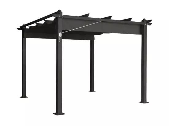 Tonnelle de jardin style pergola 3x3 en aluminium robuste DOMA