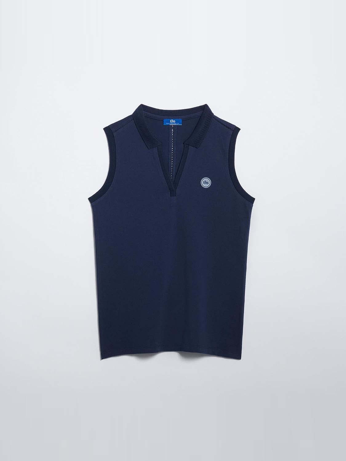 Polo Femme Sans Manches Coton Biologique Bleu Marine