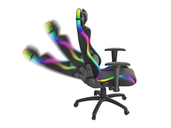 Genesis Trit 500 RGB - Stol - ergonomisk - lænestol - armstøtter - T-formet - vippe - drejeled - tekstil, PU syntetisk læder - sort
