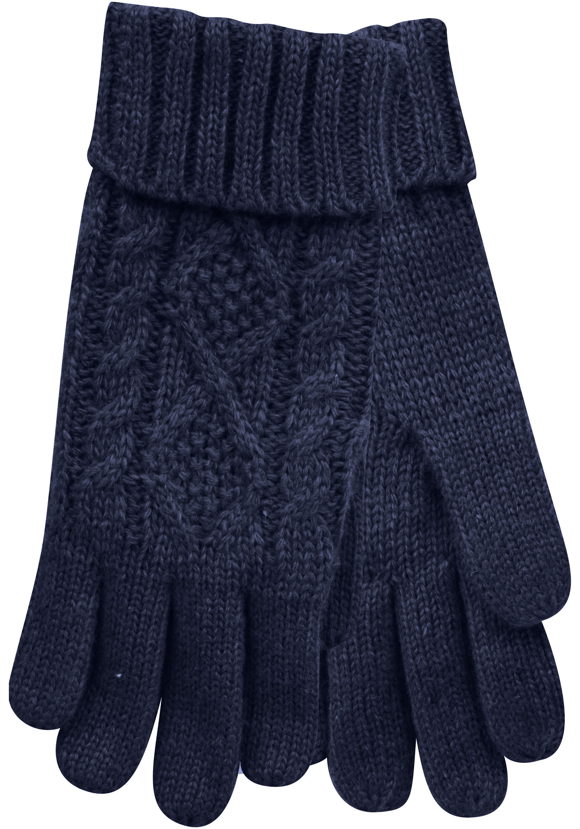 Capelli New York Strickhandschuhe , elegantes Zopfstrickmuster, Umschlag am Bündchen, Wollanteil