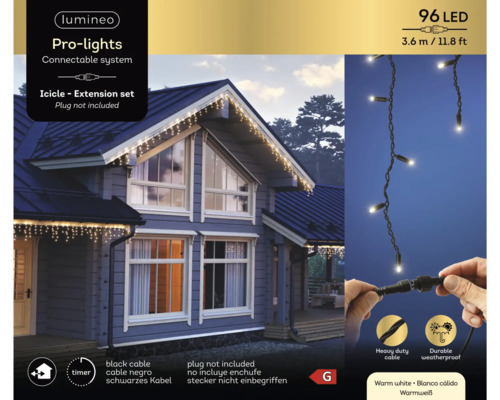 Lumineo lichtsnoer, 3,6 m, 96 LED's, warm wit licht