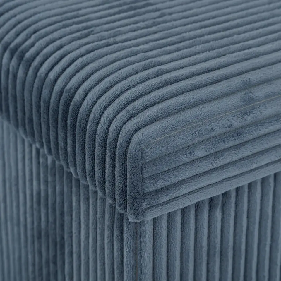 Atmosphera Hocker/poef Ribcord opvouwbaar - blauw - 76x38cm