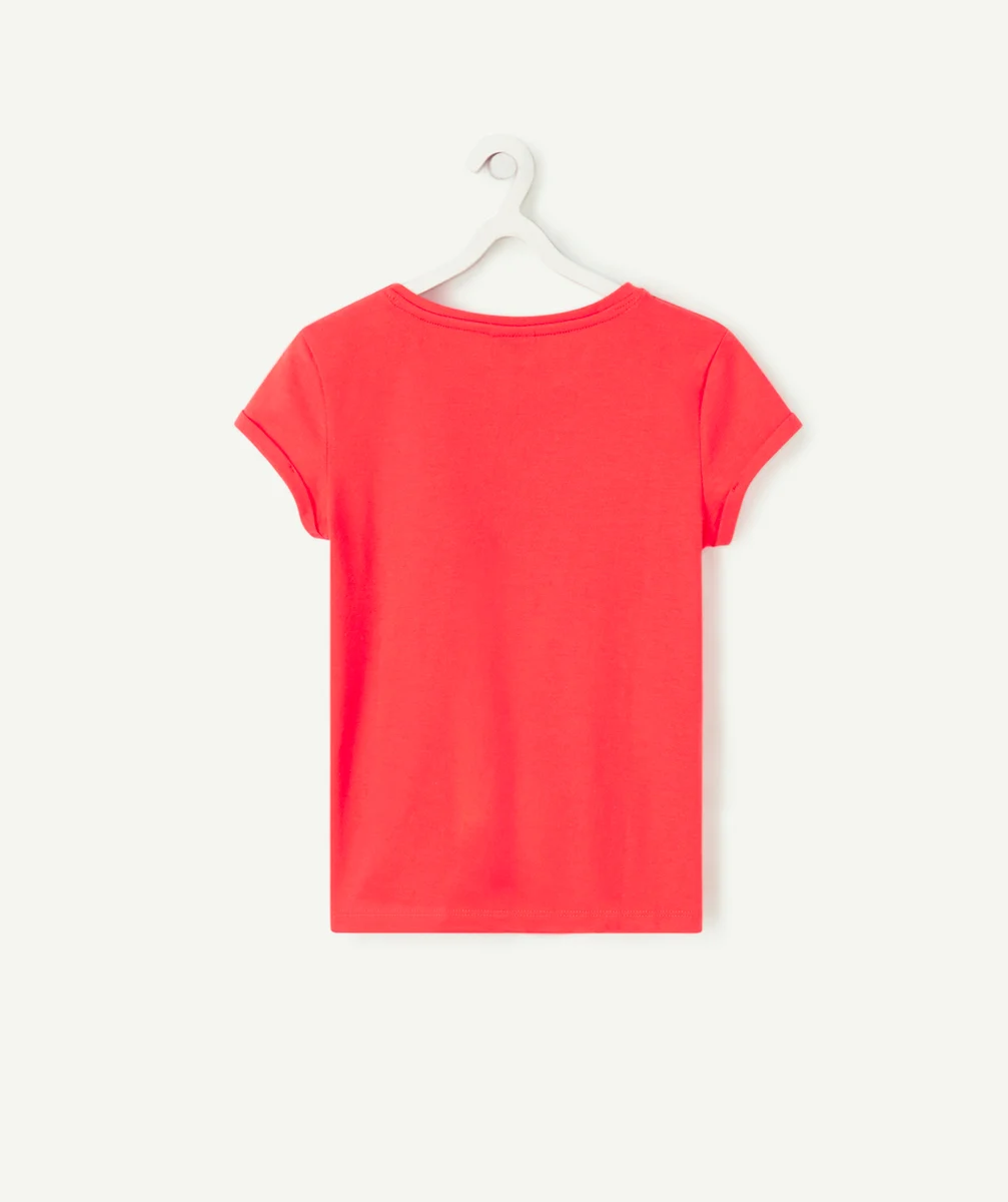T-SHIRT FILLE EN COTON BIOLOGIQUE ROUGE AVEC MESSAGE CIAO AMORE
