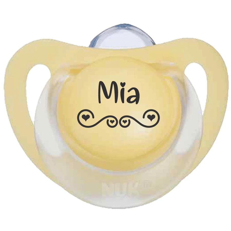 Schnullireich Geschenkset Schmusepuppe mit Namen + NUK Schnuller (0-6 Mon) Weiß