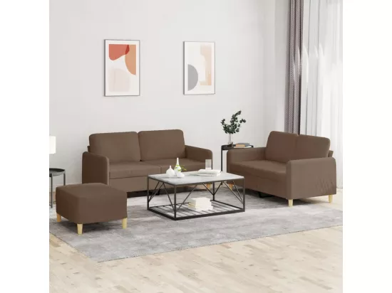 Ensemble de canapés 3 pcs avec coussins Marron Tissu