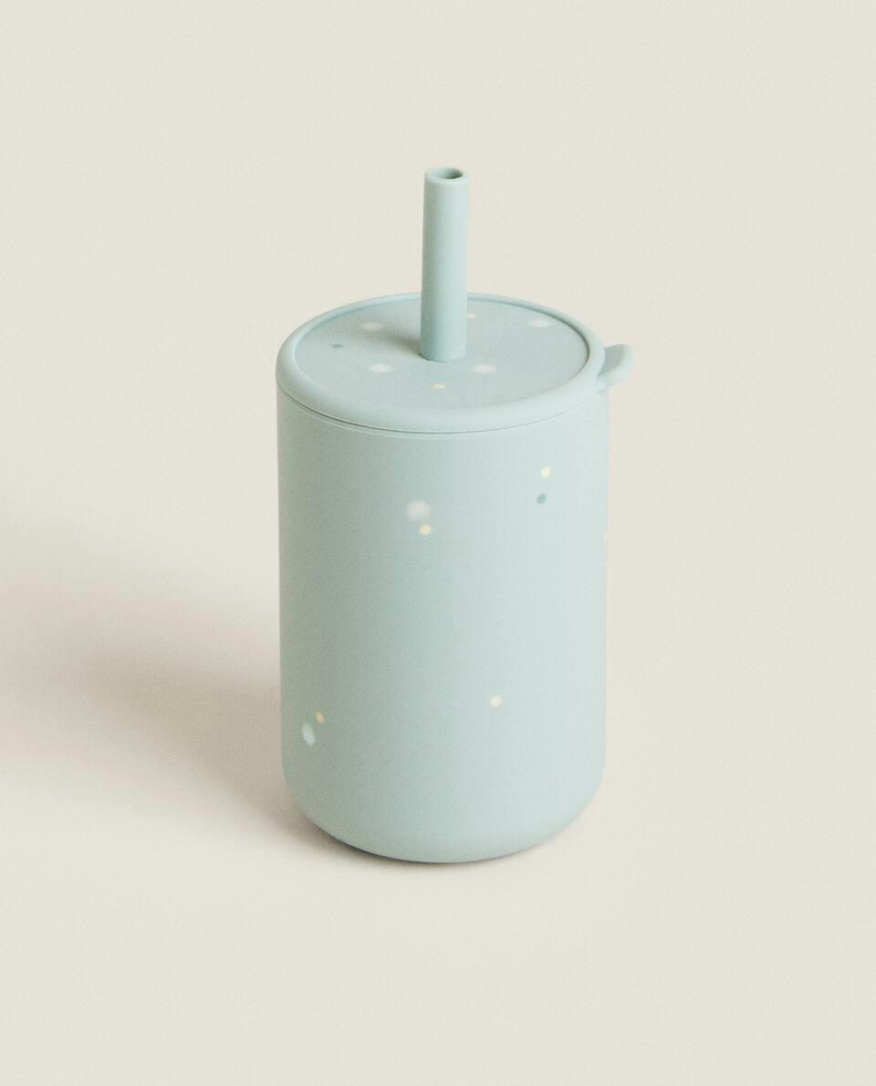 Copo de silicone DOTS com canudo