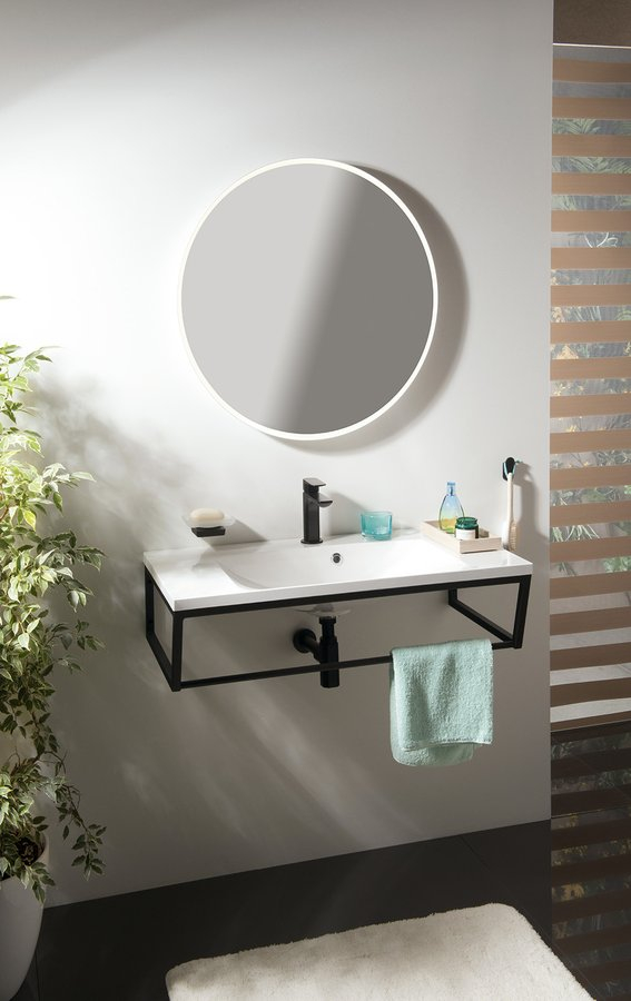 Sapho Industrial wastafel frame mat zwart 75cm
