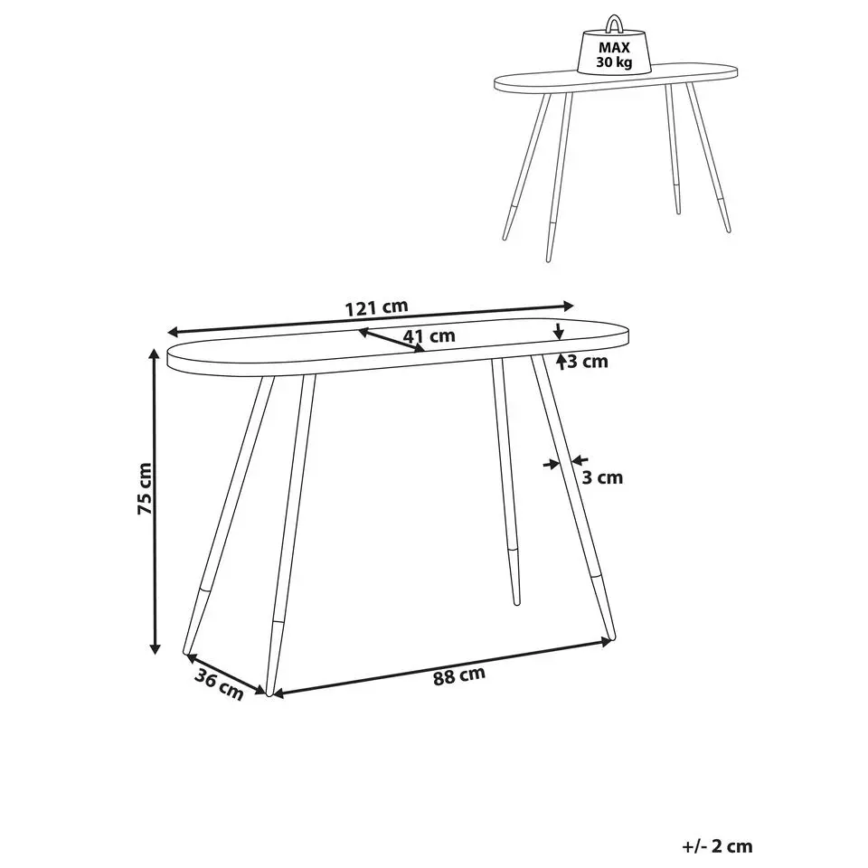 RAMONA - Sidetable - Donkerbruin/Goud - Hout