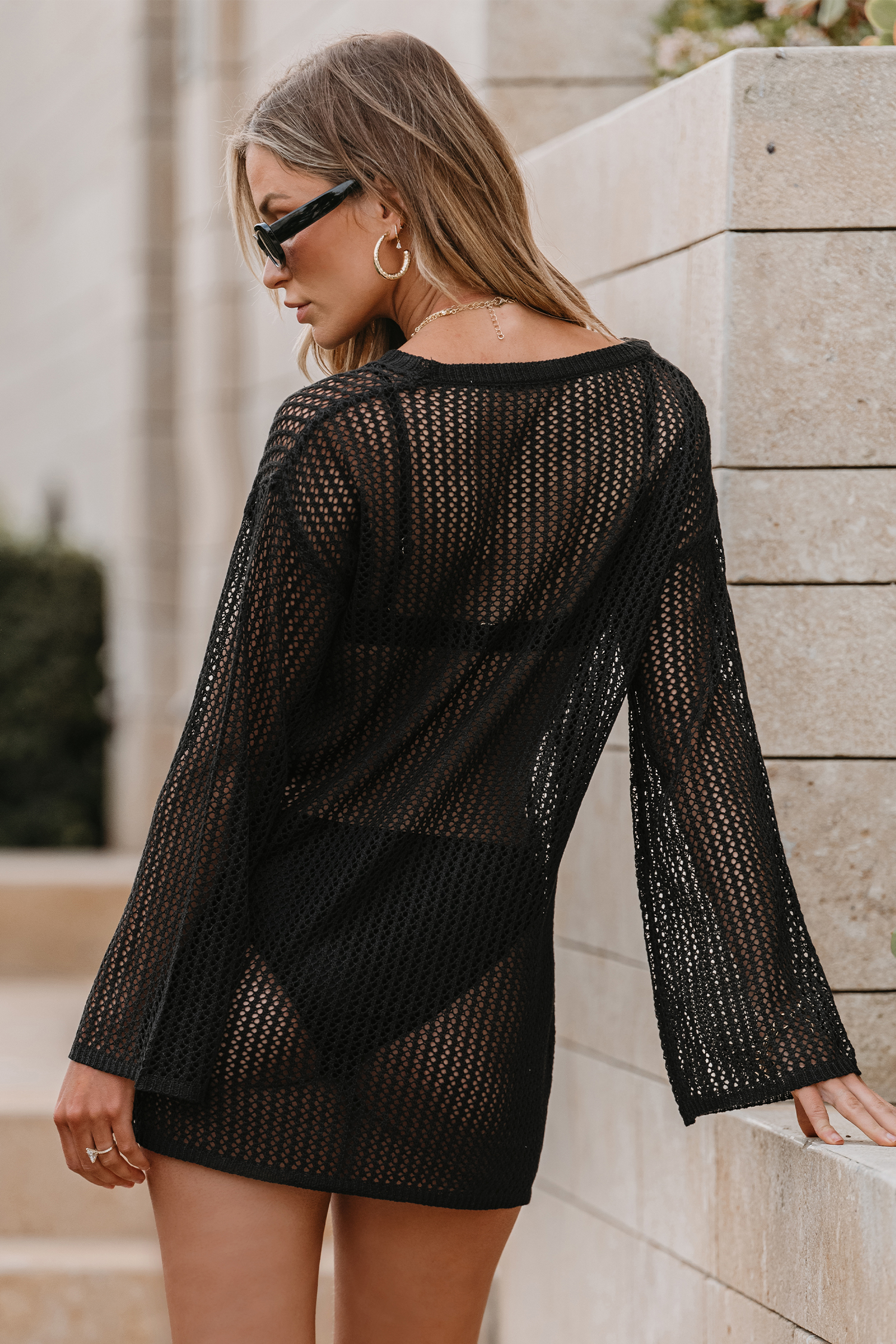 Robe cover up en filet noire