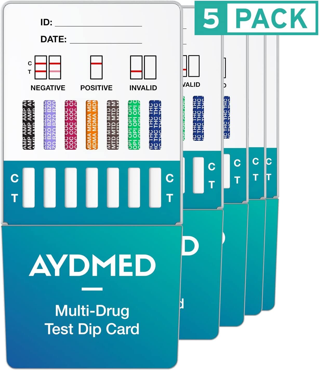 Aydmed Drogenschnelltest Dip-Karten für 7 Drogenarten | Drogentest für Urin
