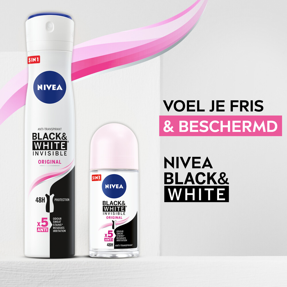 6x Nivea Deodorant Spray Invisible For Black & White Clear150 ml