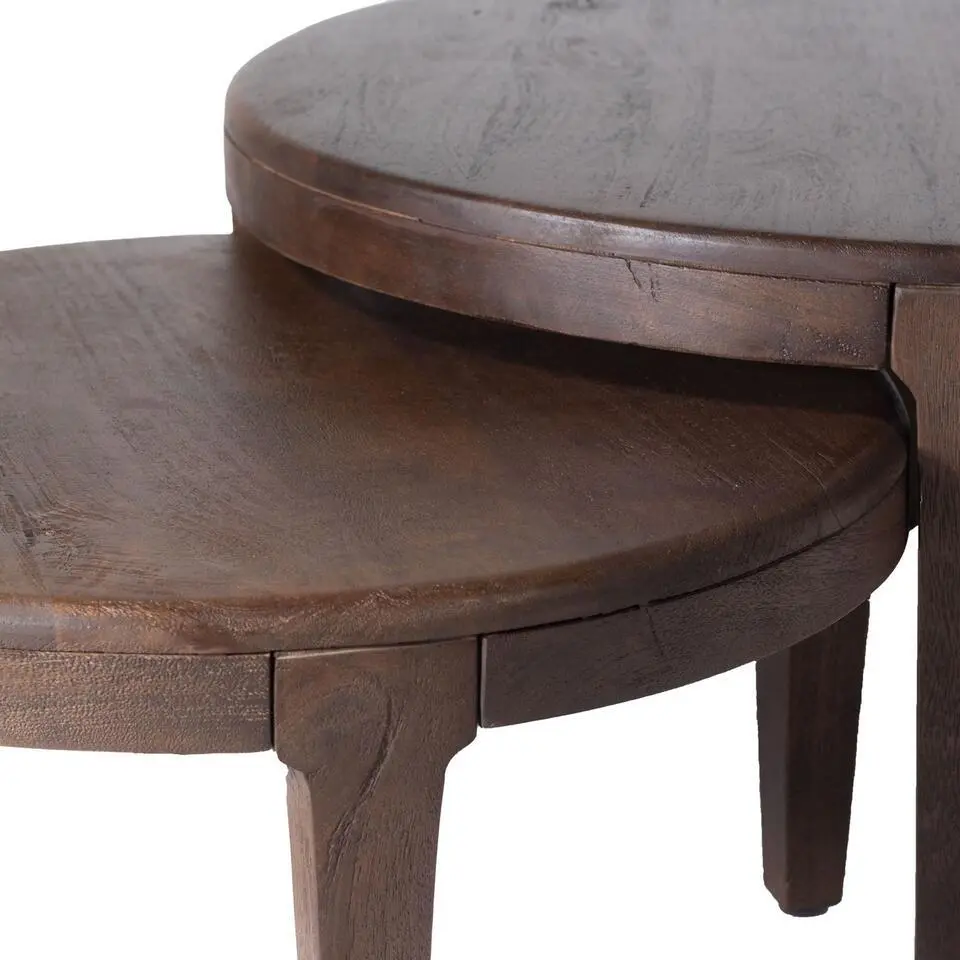 Salontafel Set van 2 - Acaciahout - Rond - Tafel Mio