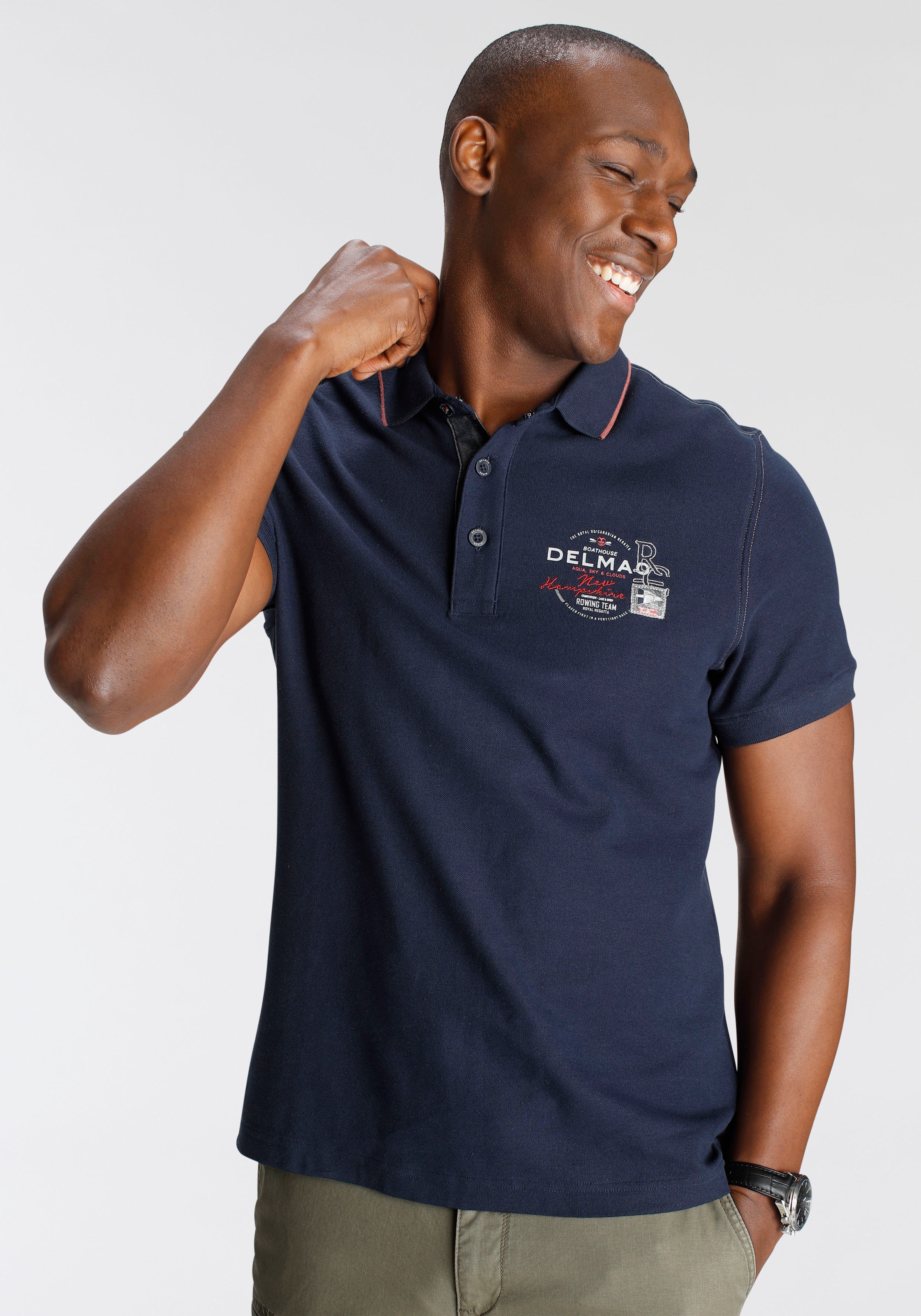 DELMAO Poloshirt , Kurzarm,  mit Rippbündchen,  Polokragen