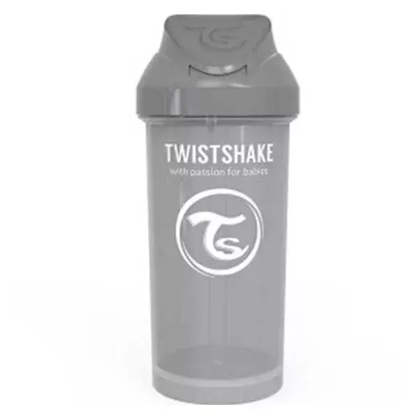 Copo Twistshake Cinza Pastel com Canudo +6m 360ml