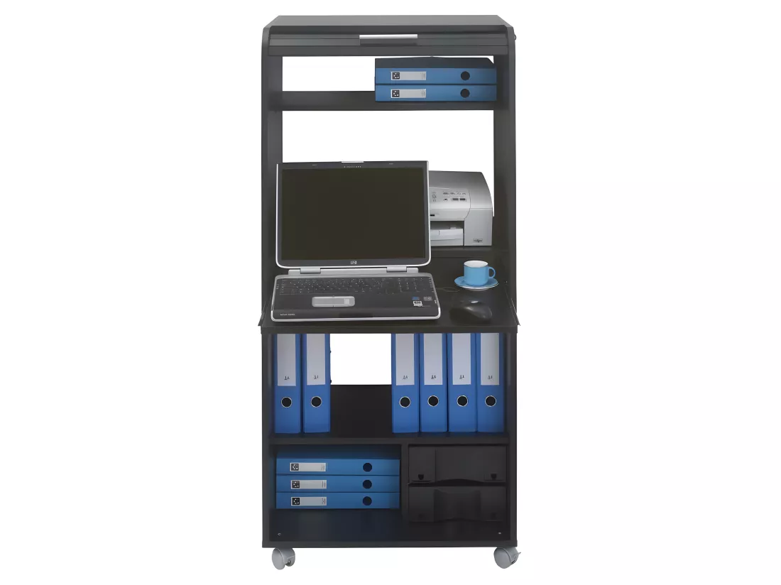 Armoire Informatique Mobile Noire 2 Tiroirs 5 Niches - Coloris: Drapeau Suisse 650