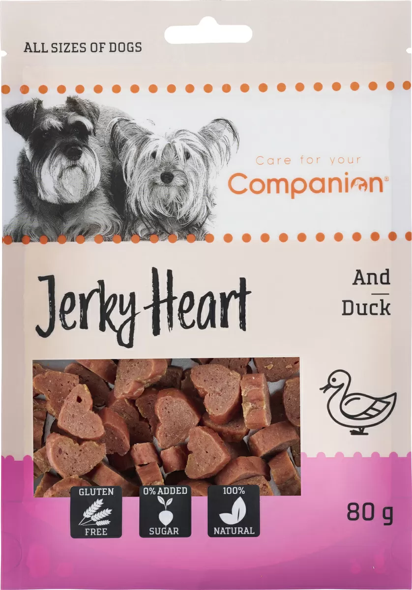 Companion Duck Jerky Heart, godbidder m. and - 80 g