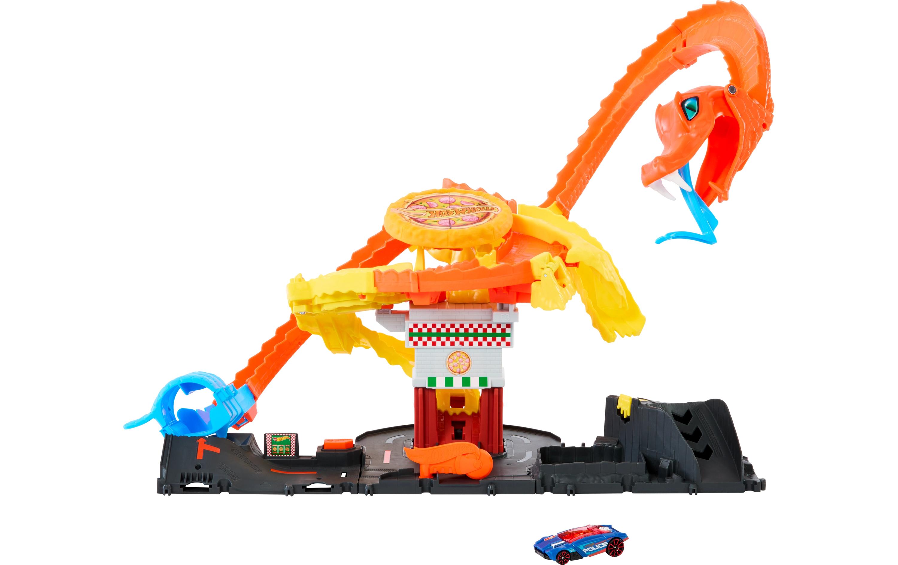 Hot Wheels City Cobra Slam Pizza AttackRennbahn-Spielset mit coolen Streckendetails