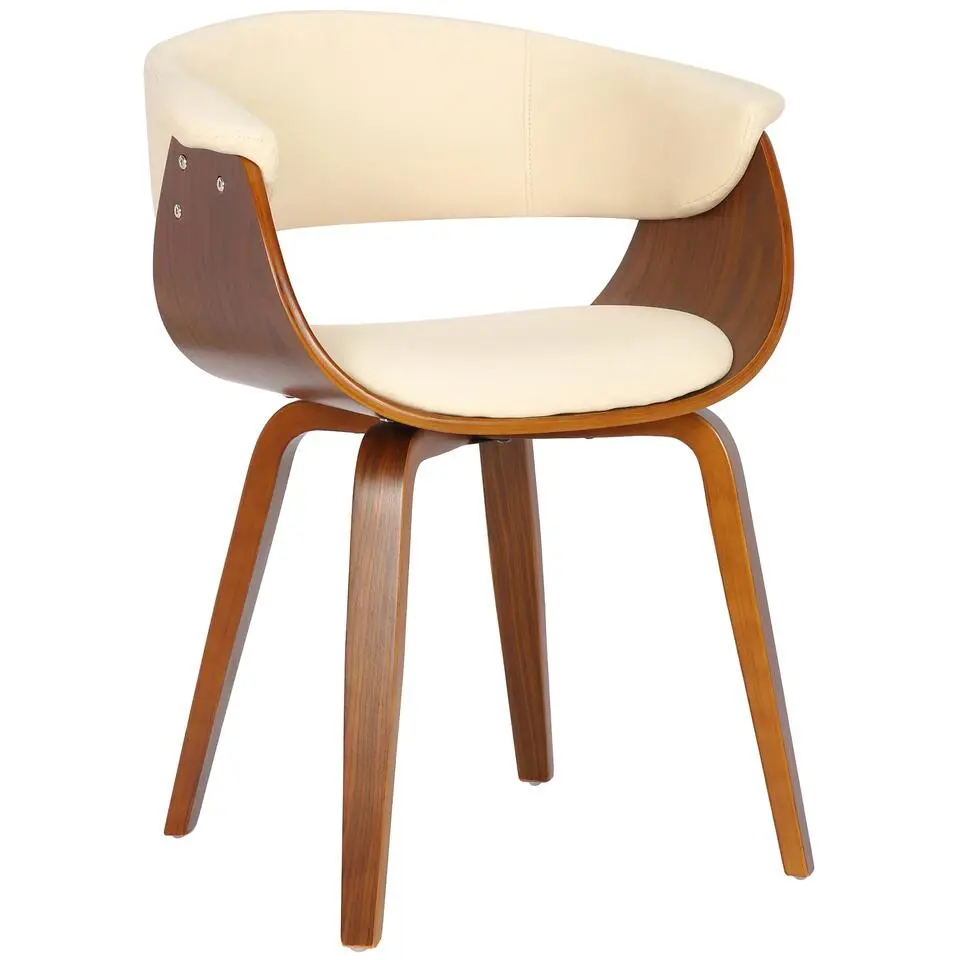 CLP Set van 2 Eetkamerstoel Bruce walnoot Frame - Hout - creme