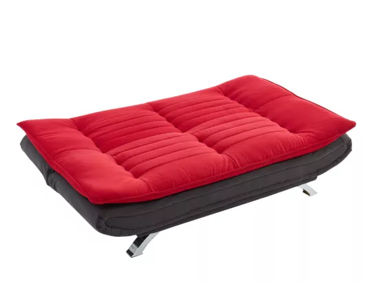 Canapé convertible clic-clac en tissu DEMIDO III - Bicolore rouge et anthracite