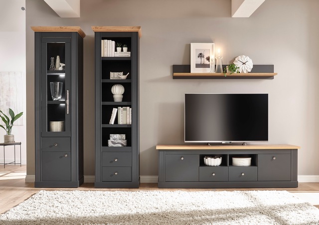 Home affaire Wohnwand »Westminster BESTSELLER!« Set, Vitrine, Lowboard, Standregal, Wandregal, 4 Stk. tlg.