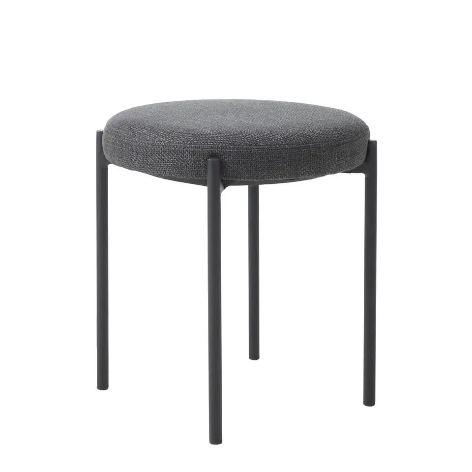 Poef Donkergrijs Stof - 43,5x44x48cm - Pelican