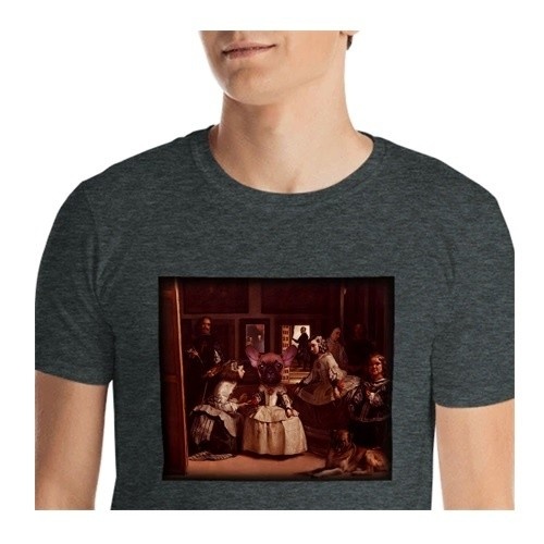 Camiseta masculina Mascochula, Las Meninas, personalizada com seu animal de estimação, cinza escuro