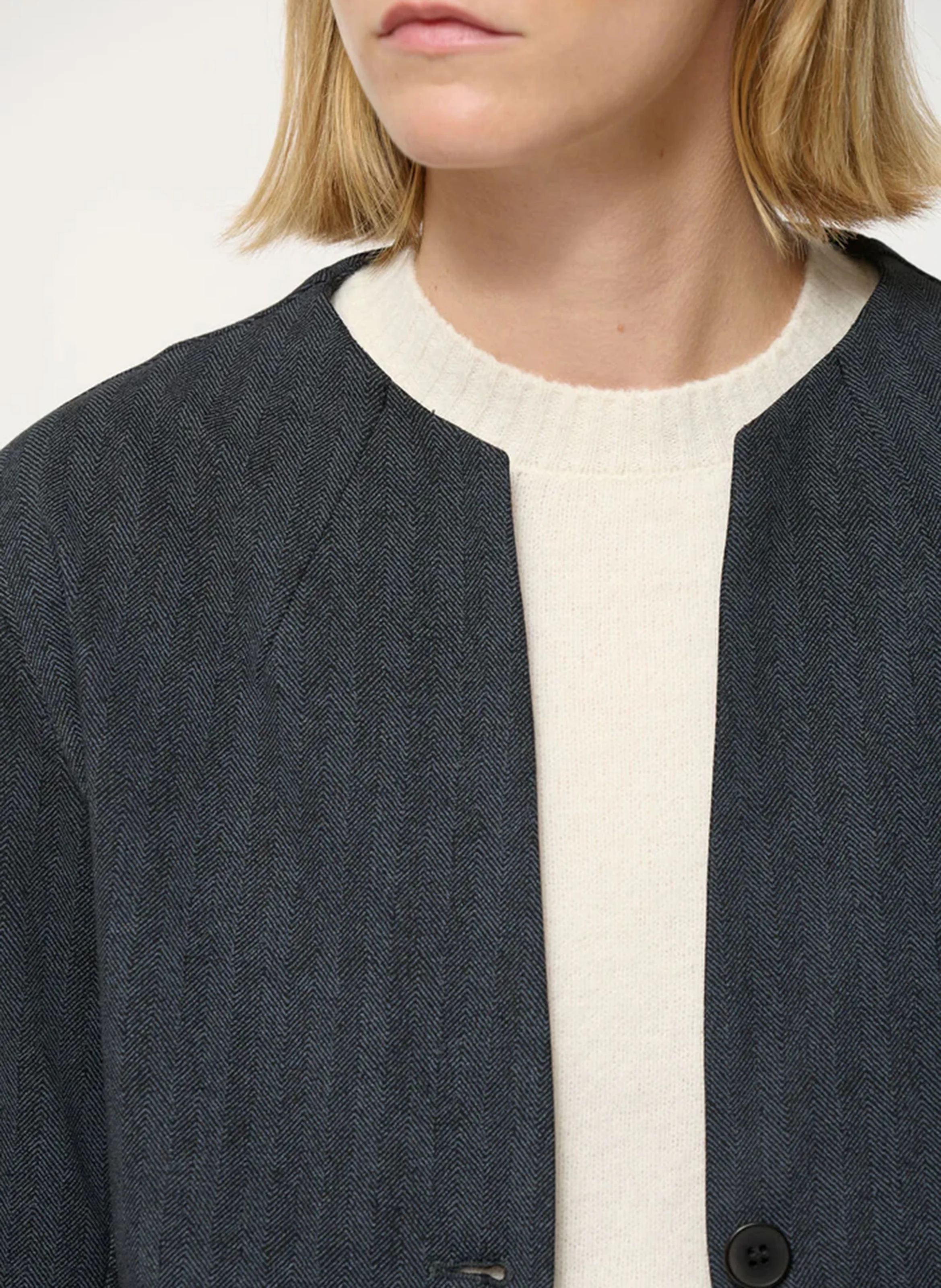 Veste trapèze à col V | Gris