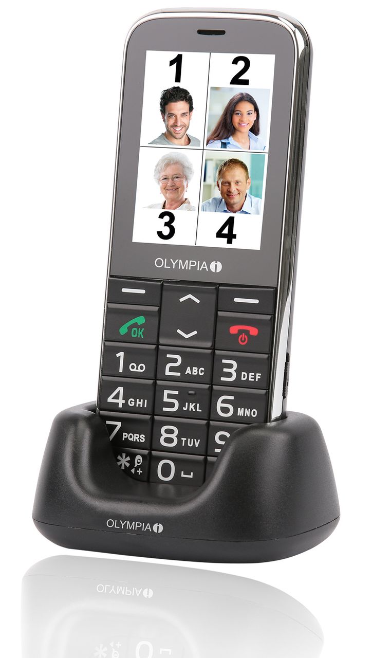 OLYMPIA Joy IISeniorenhandy, schwarz, große Tasten, Hörgerätekompatibel