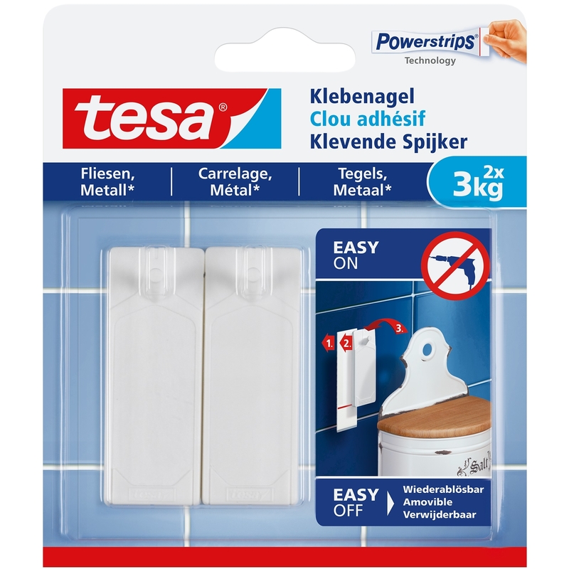 Tesa Klebenagel für Fliesen und Metall, 3 kg, 2 Stück
